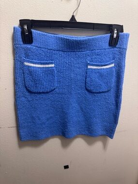 Weekday Bright Blue Knit Mini Skirt with Pocket Trim size small new w/ tags